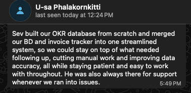 System Builders - Student & Client Wins - U-sa Phalakornkitti