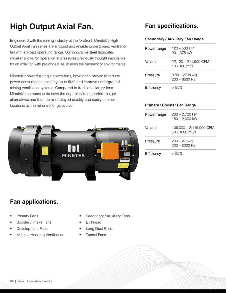 Freelance brochure design for a mining equipment company - product feature page