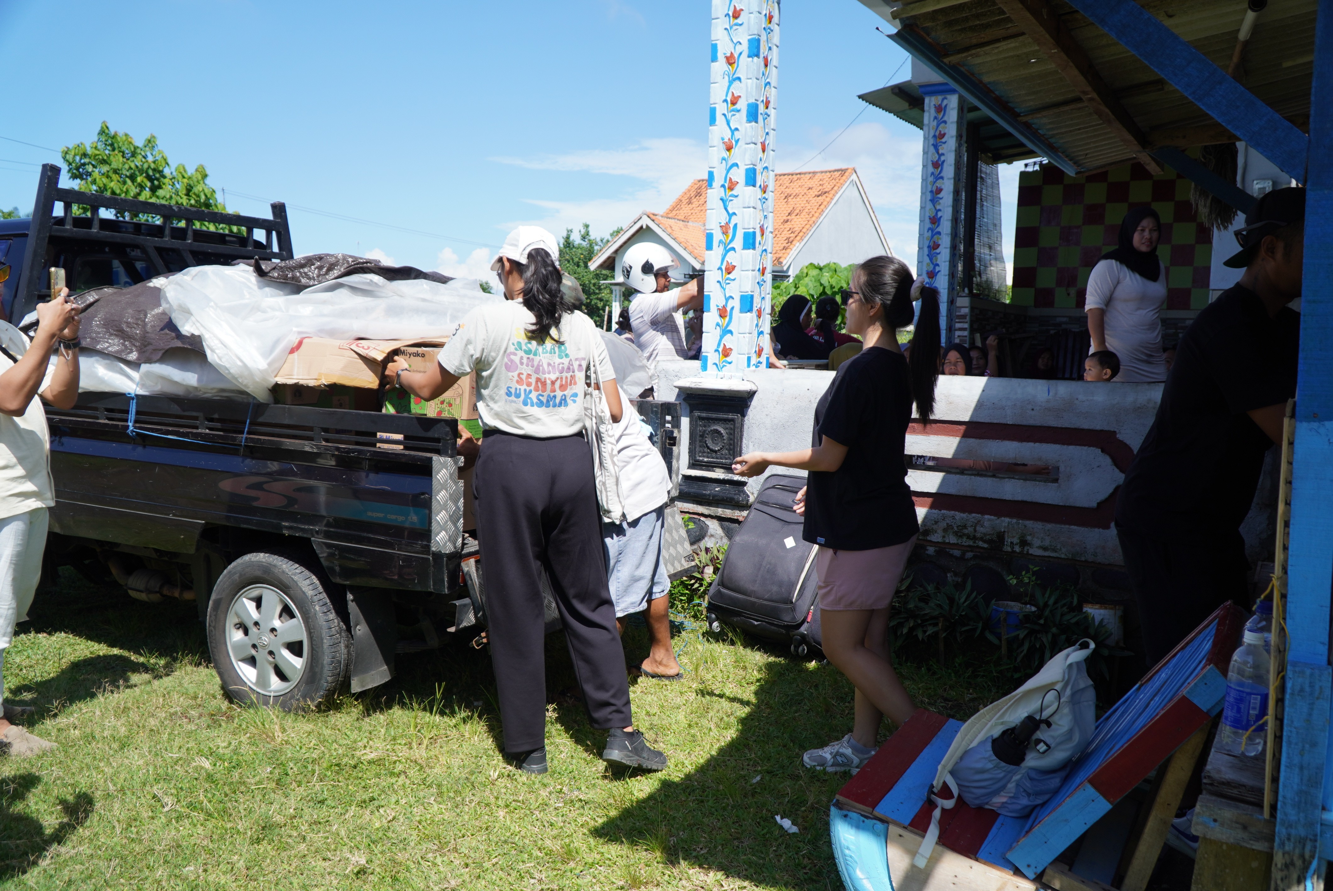 Food and supplies stacked for community distribution