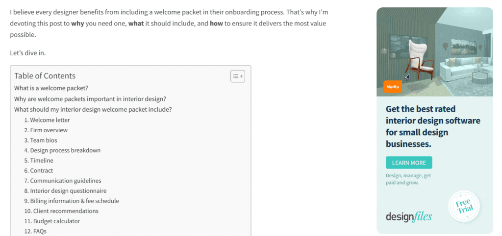 table of contents plugin example