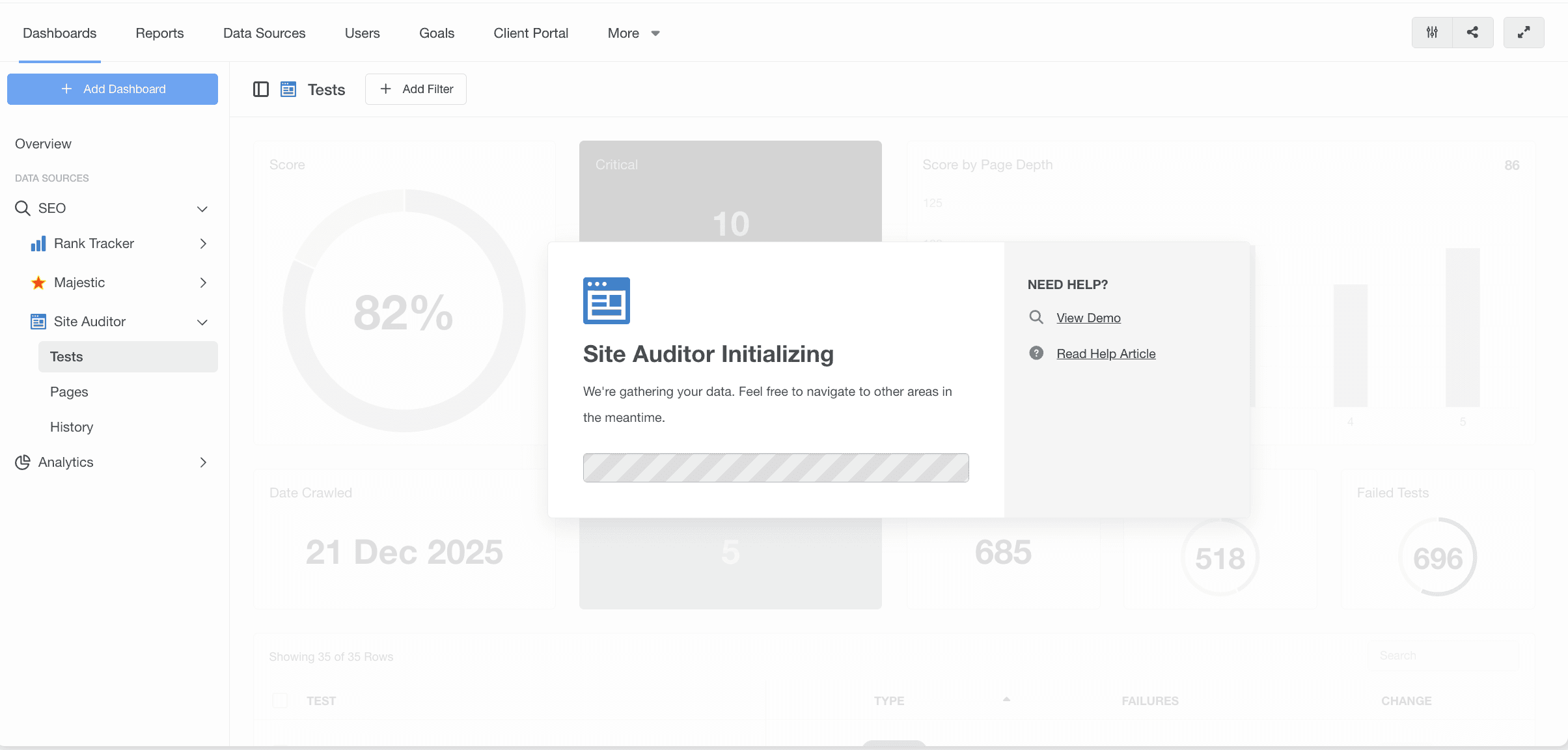 Site Auditor crawling
