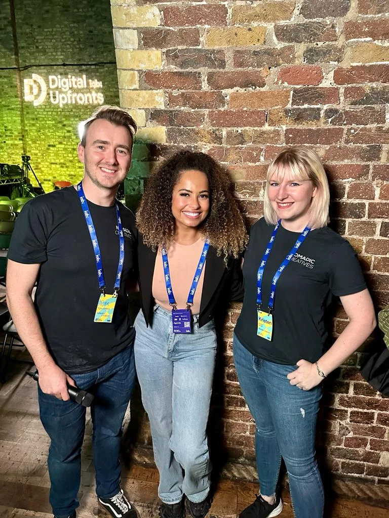 Crew on set at IAB UK's Upfronts 2022 meeting the influencers who spoke at the event