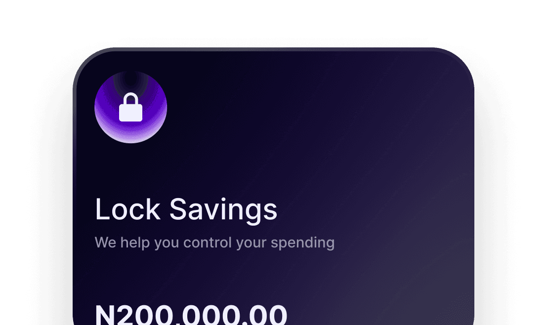 Savings feature interface showing locked savings balance and spending control