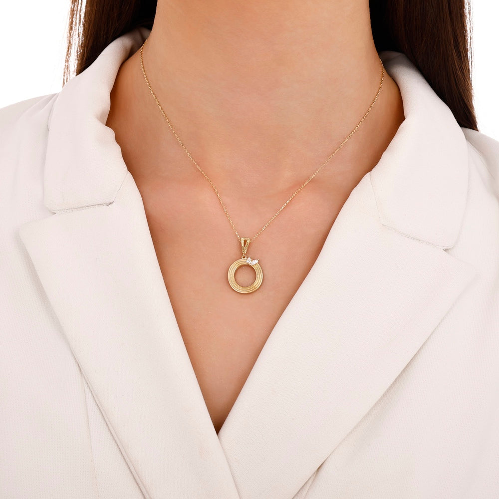 Assos Pırlanta 14 Ayar Altın O Harf Kolye Ucu