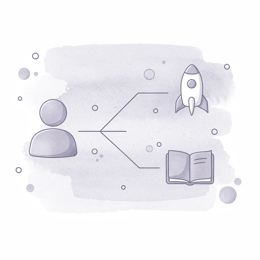 Icon showing an LLC splitting into three dissolution paths