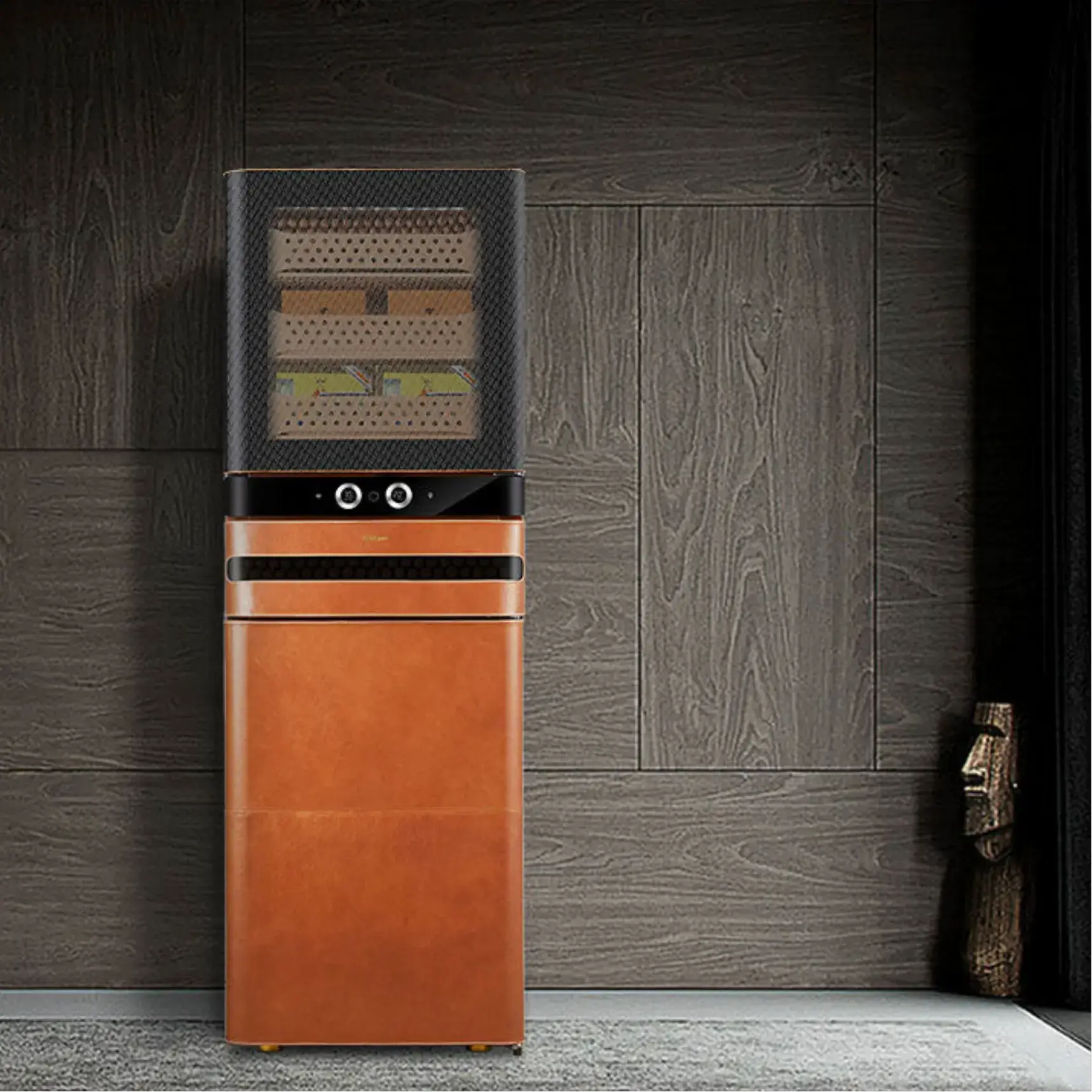 Afidano Zigarren-Humidor vor einer grauen Wand