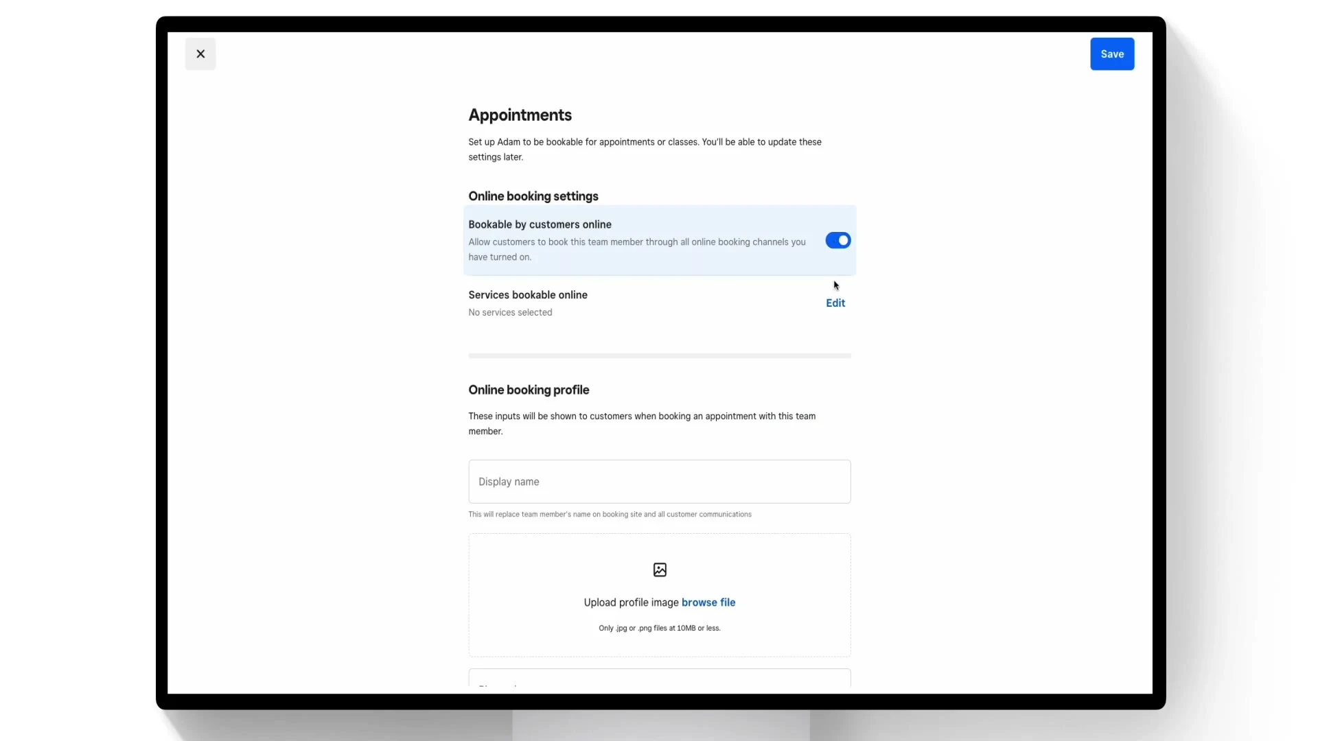 Team - Payroll - Staff Set Up Staff Profiles with Square Appointments