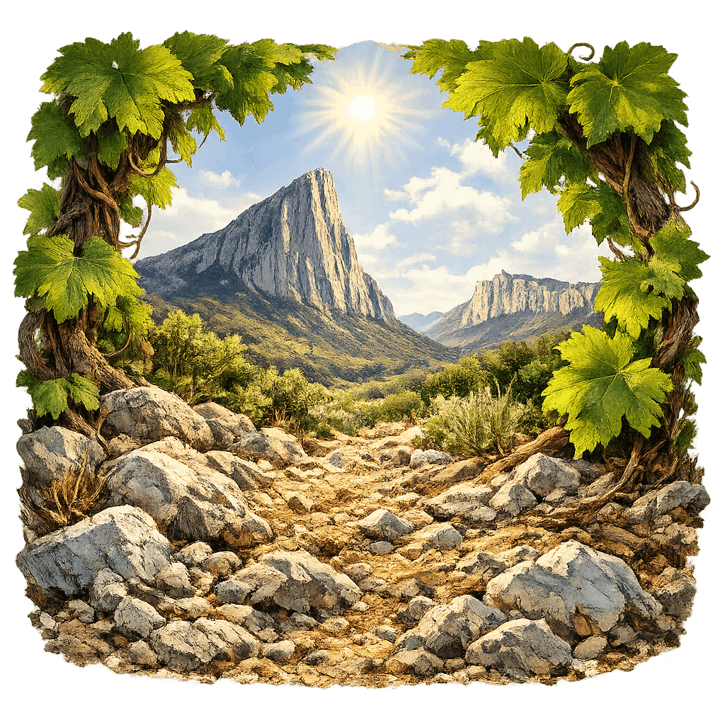 Detailed graphic of the Pic Saint-Loup wine region.