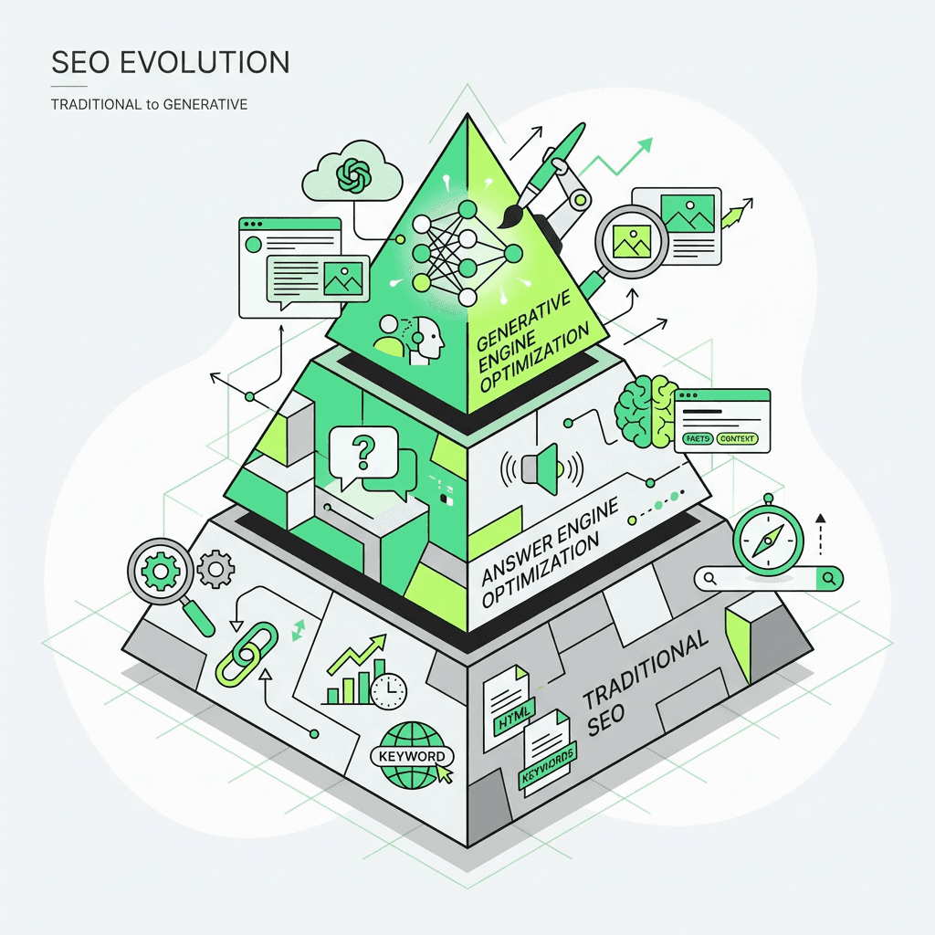 The strategic shift from traditional search to answer engines to generative platforms