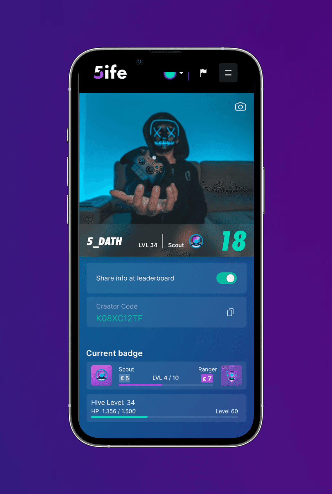 Mockup Mobile App Profilansicht, UX Design