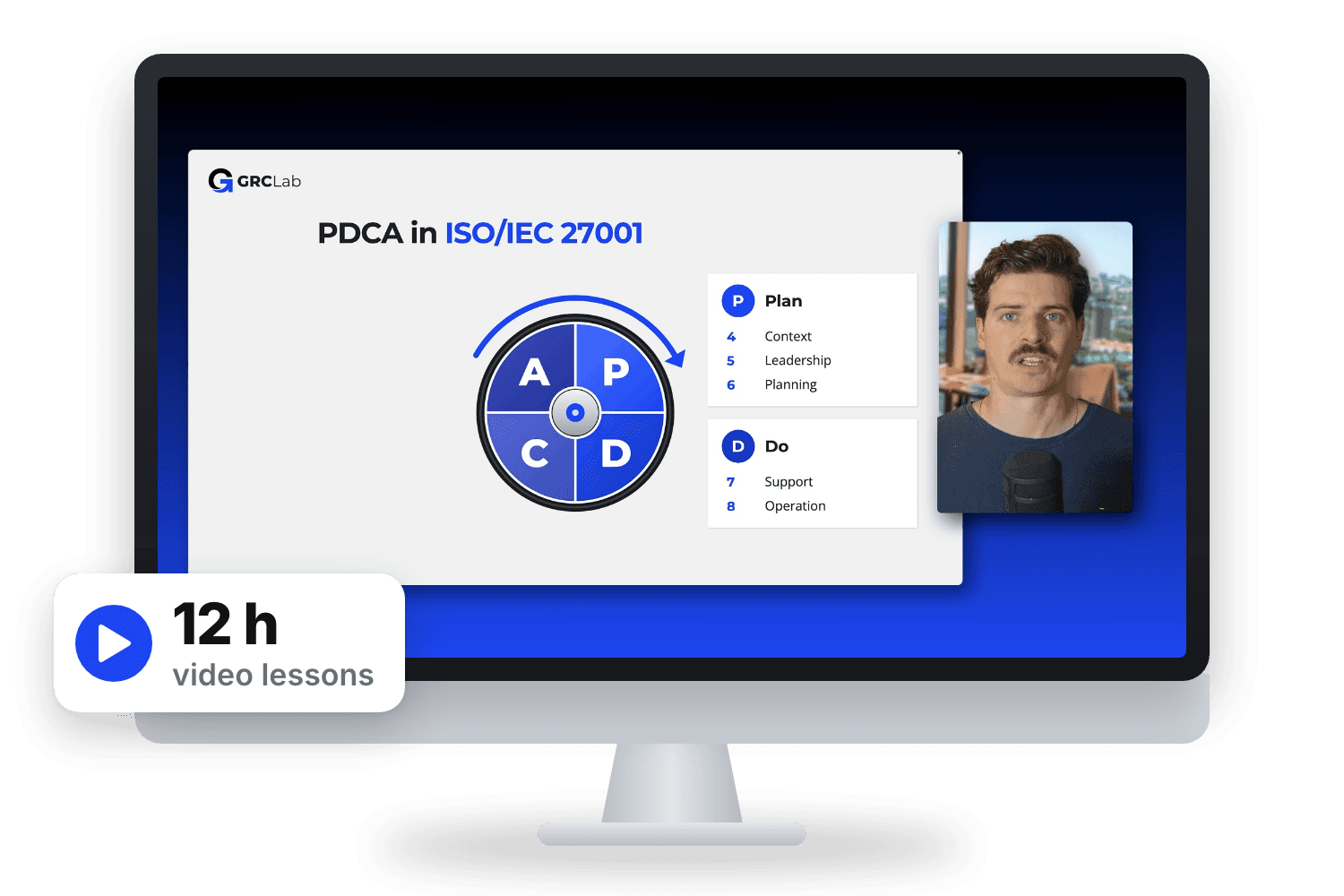 Video training lessons shown on a laptop screen