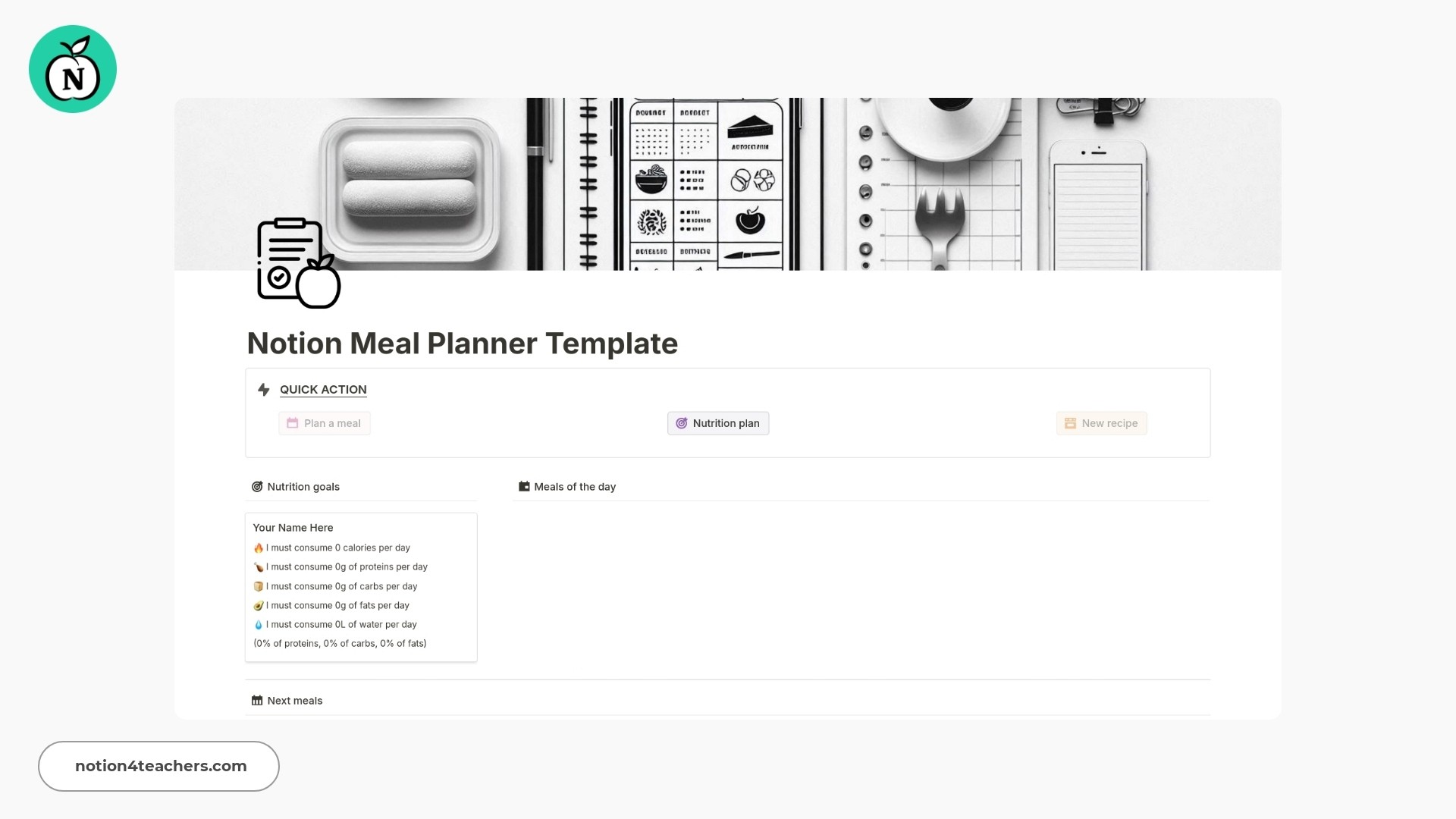 Meal Planner Template by N0tionbase