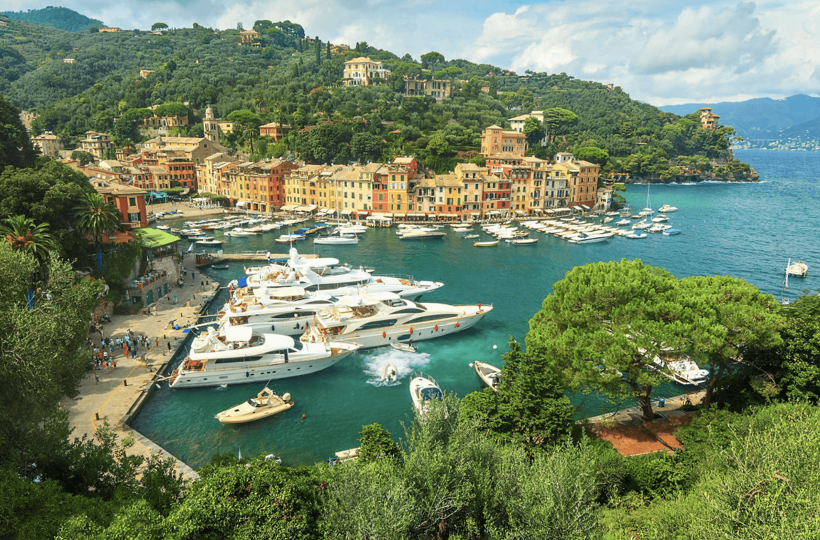 Luxury yacht in Portofino harbour
