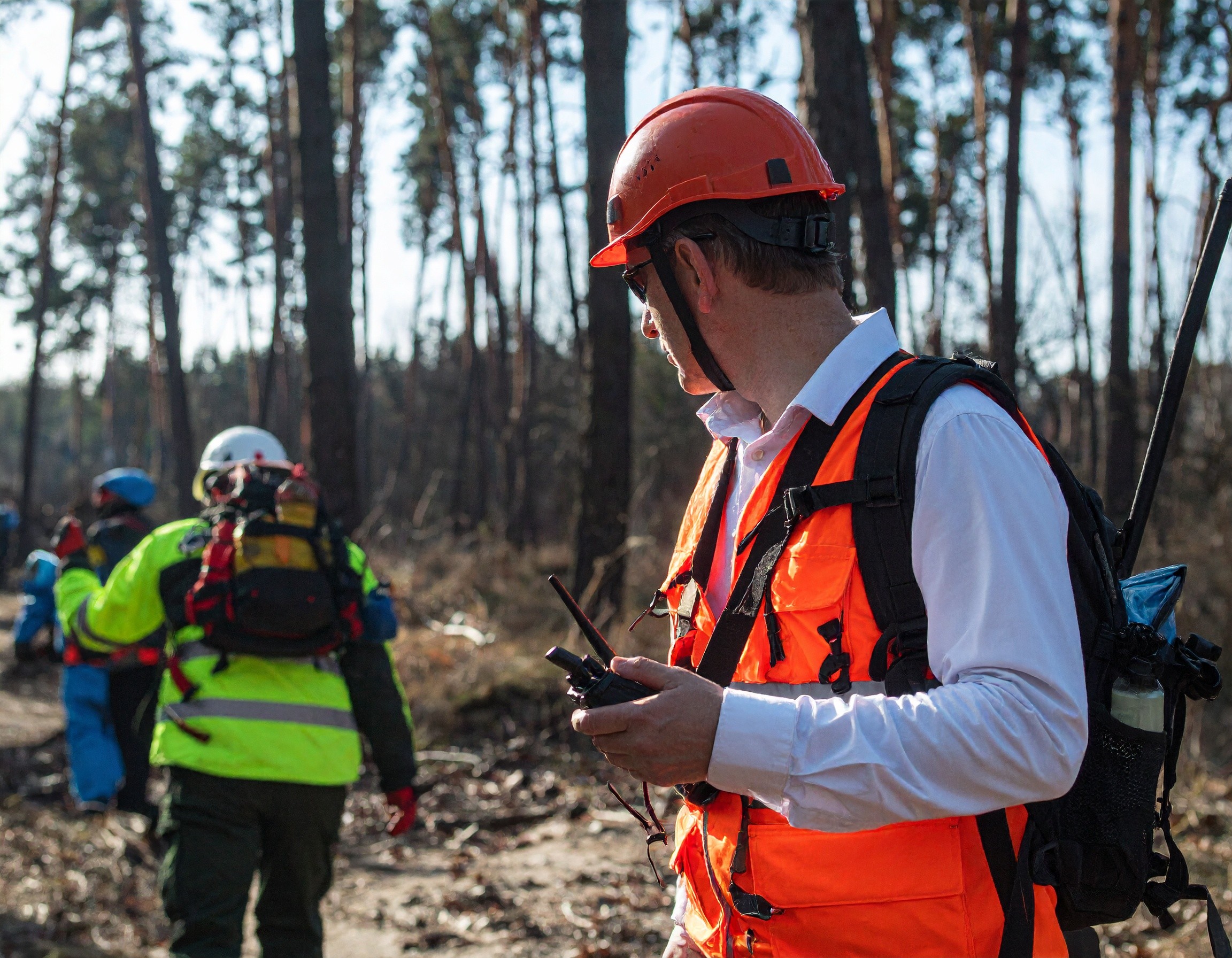 search and rescue team, operator with radio