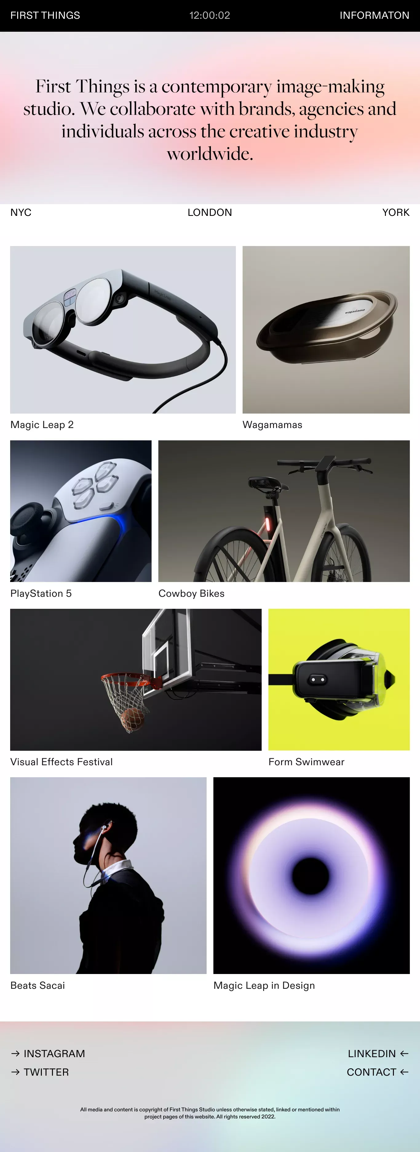 First Things portfolio page screenshot showcasing Design and Tech design