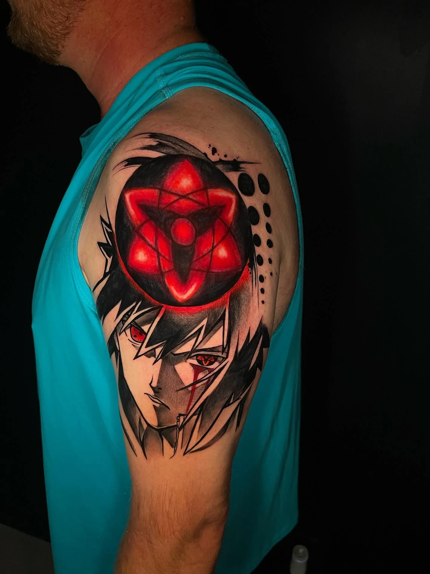 Sasuke Uchiha Mangekyo Sharingan tattoo