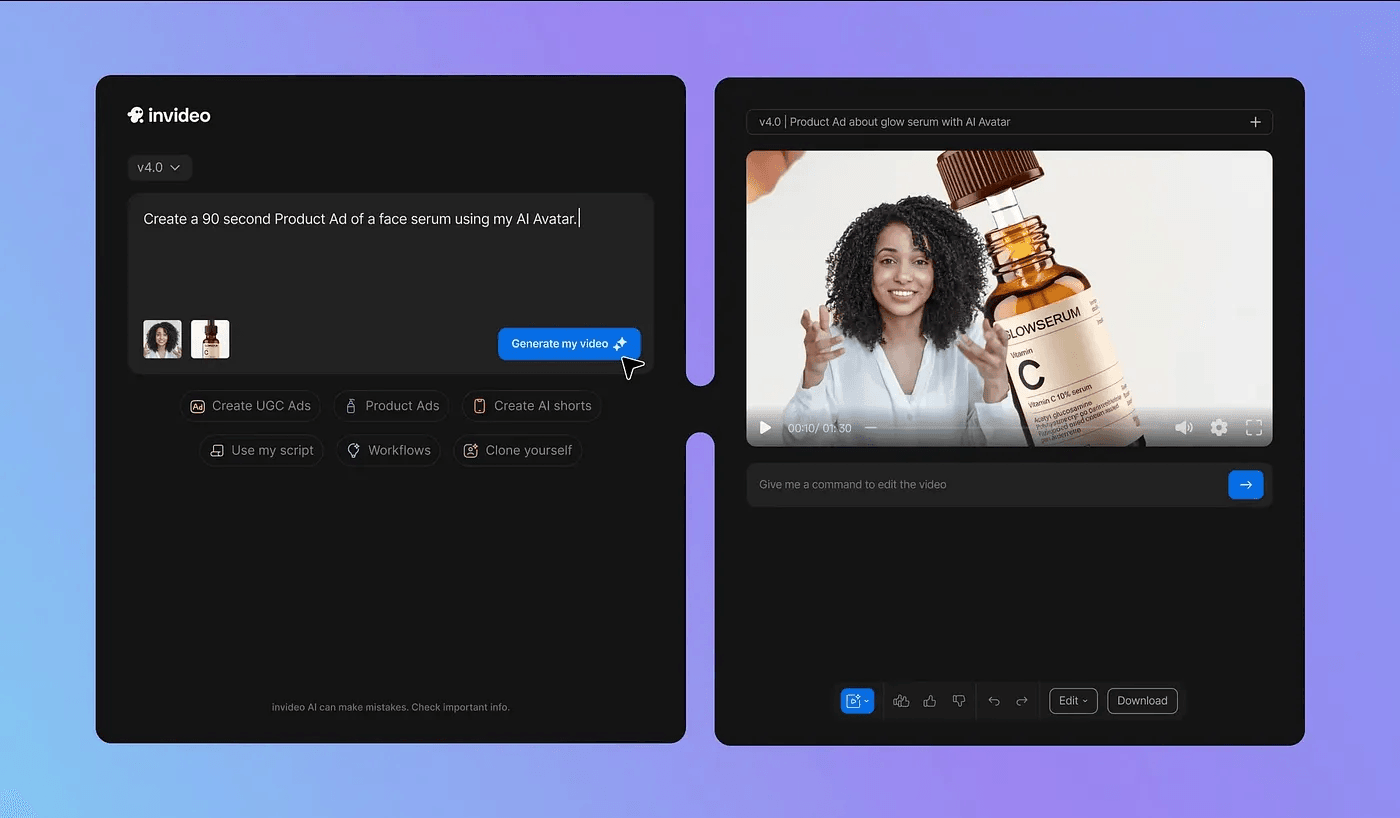 InVideo AI multi-format video platform