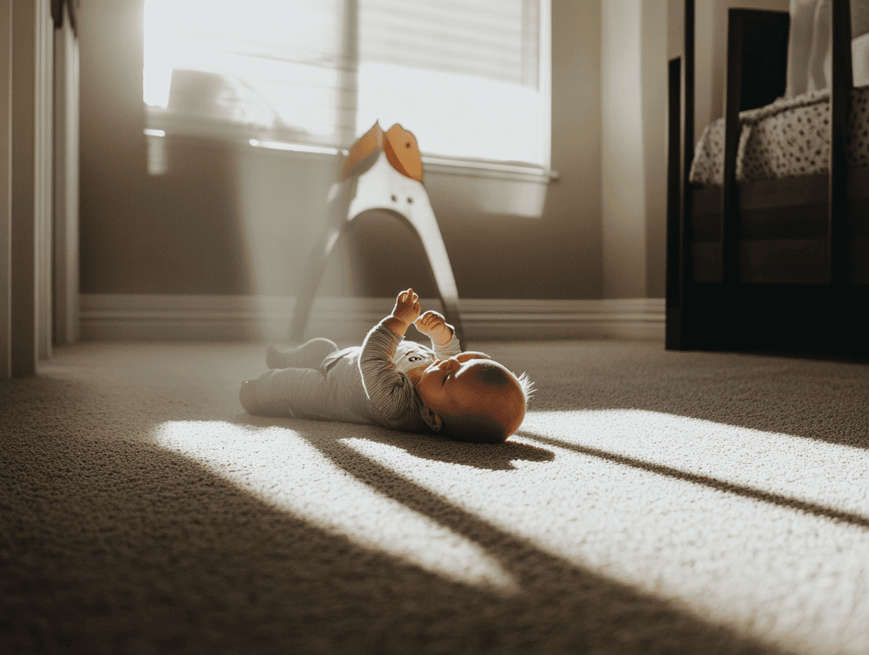 baby laying on floor