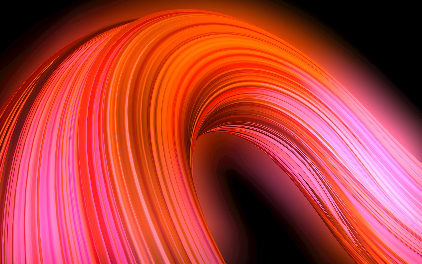 Luminous red and orange abstract wave