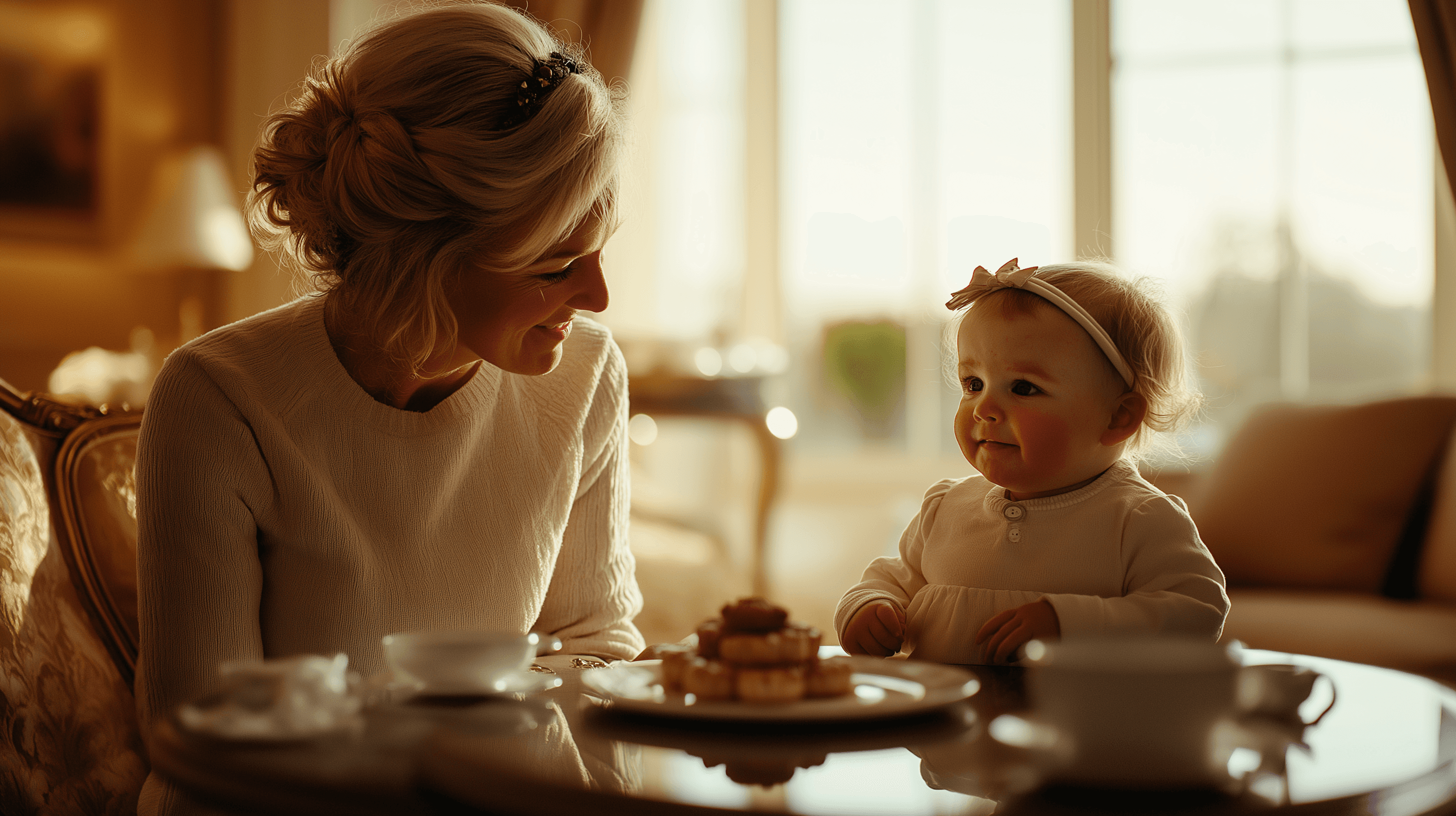 high profile nanny caring for a toddler in a luxurious tea