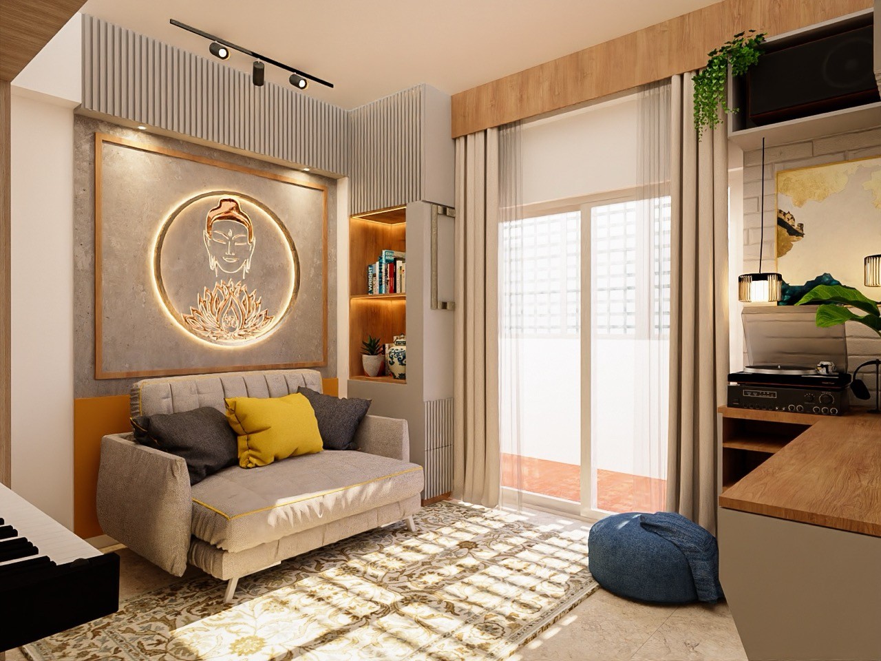 Modern Interior Apartment Rennovation With Vibrant Highlights