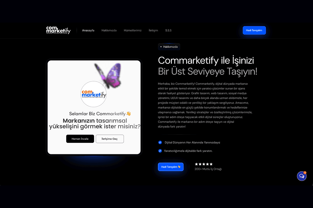 Commarketify dijital pazarlama çözümleri Framer site geliştirme