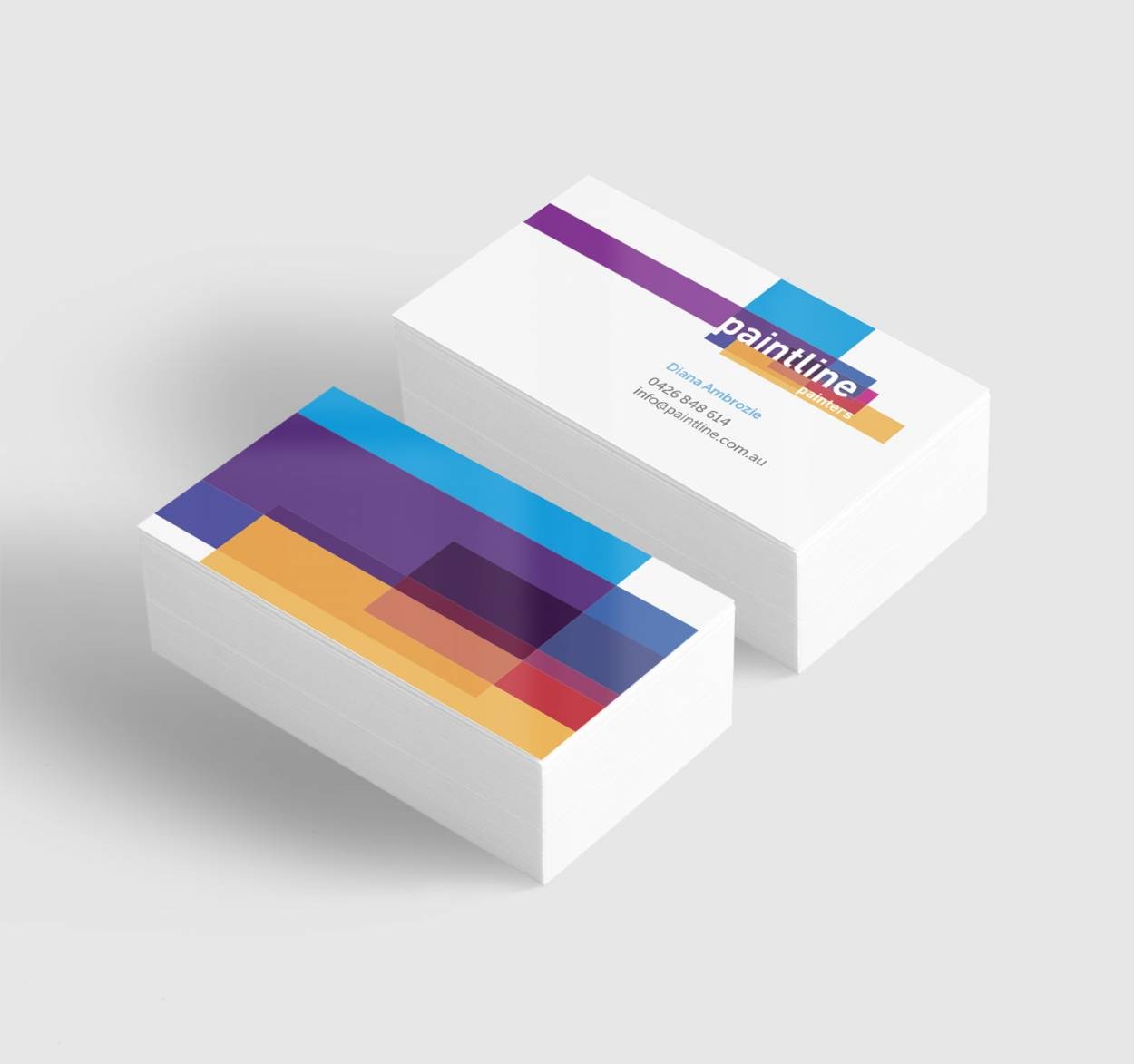 Image of business cards with bright colours