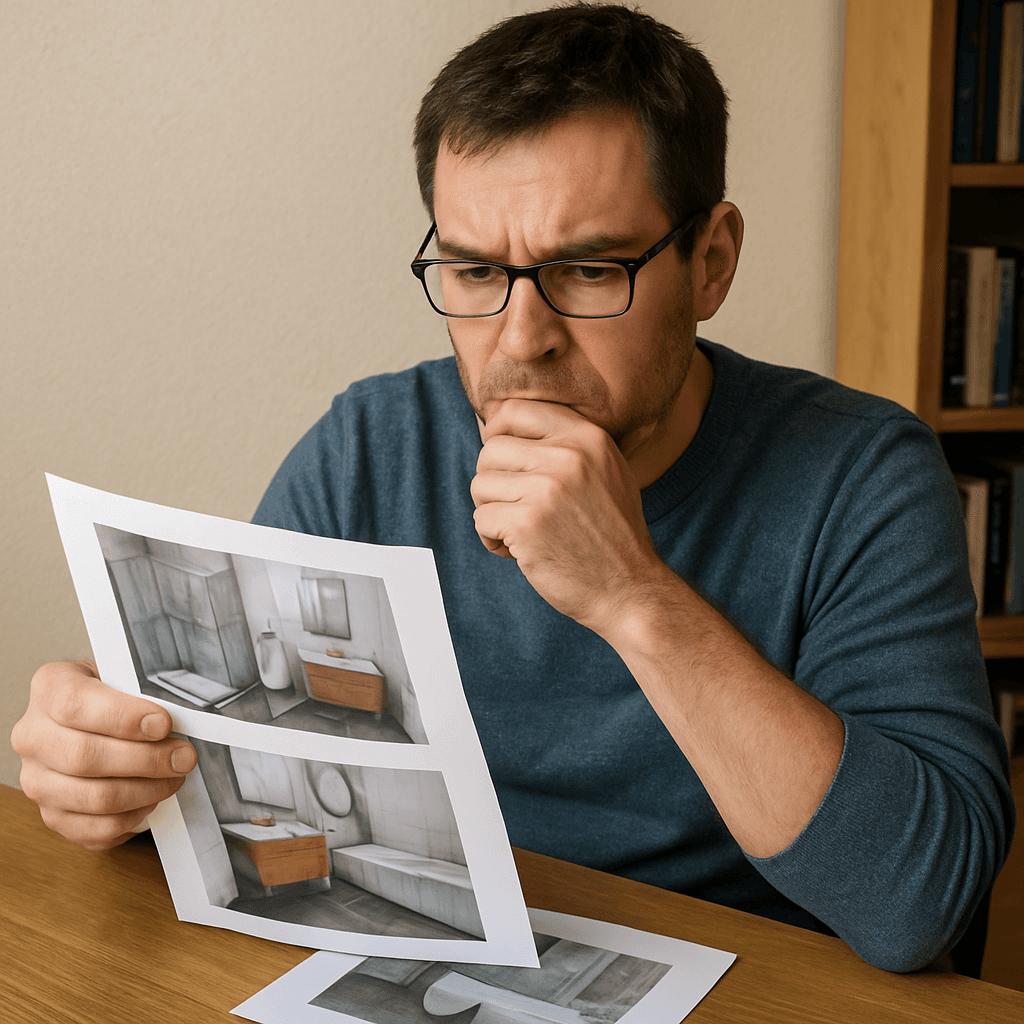 Homeowner Reviewing Bathroom Designs