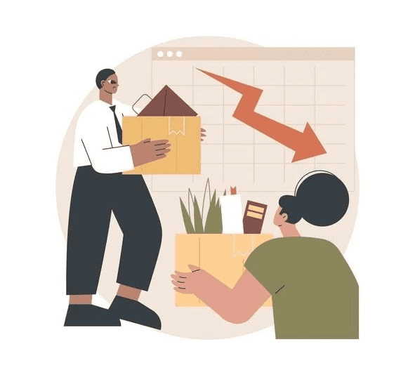 A visual representation of job cuts reflecting trends in corporate America.