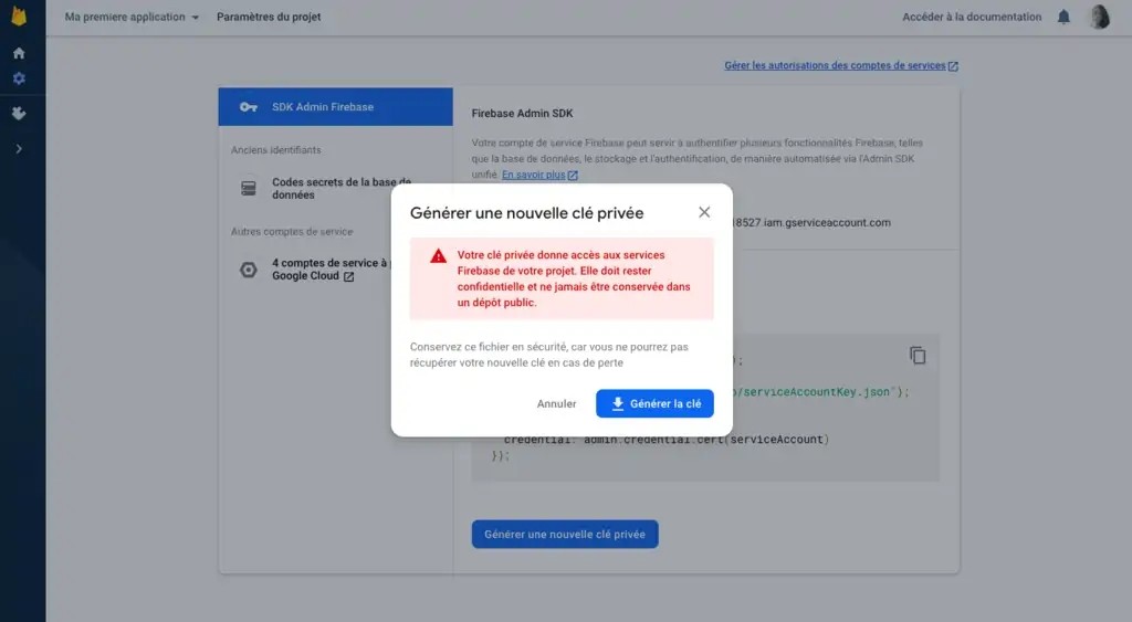 Générer nouvelle clé privée