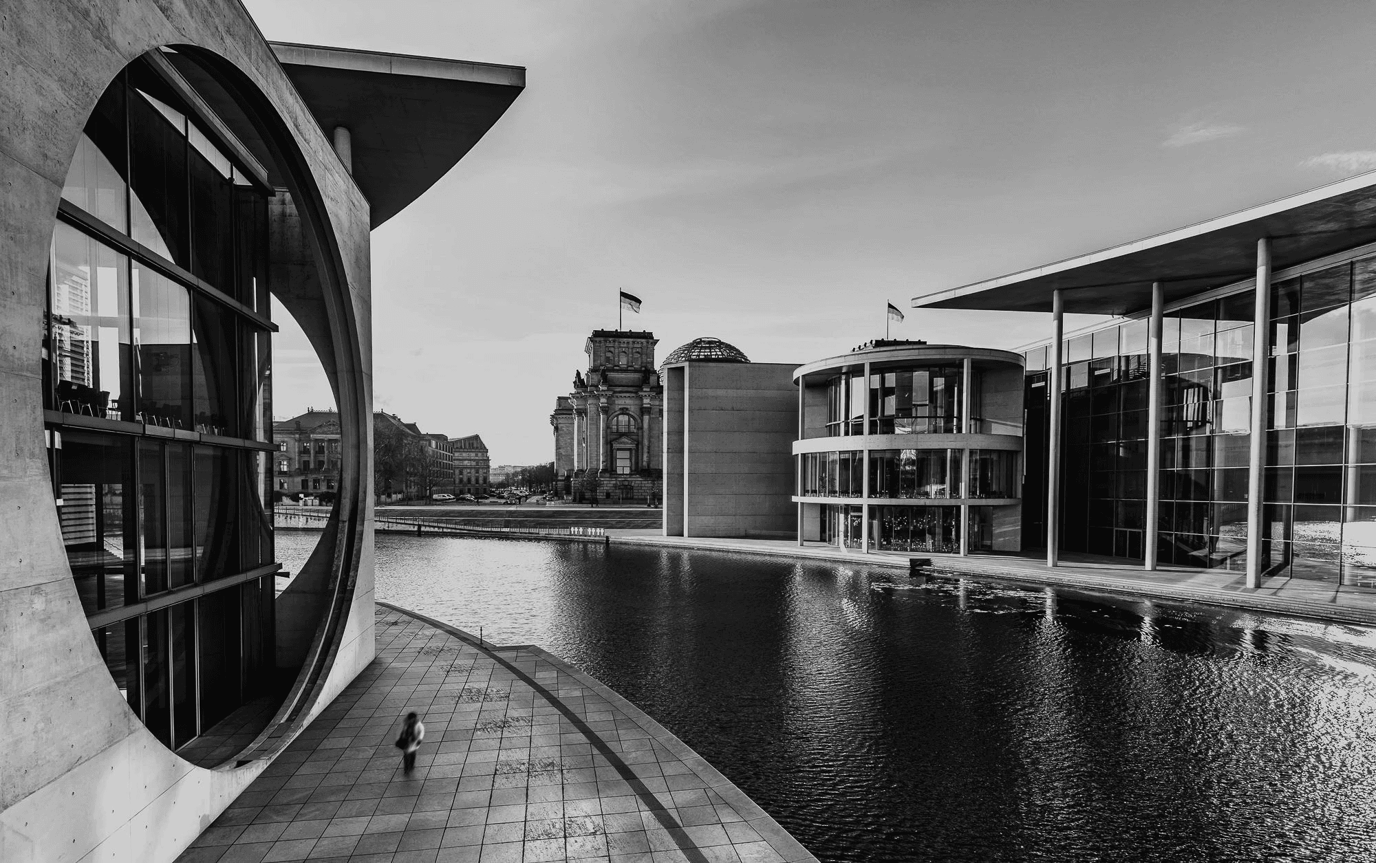 Berlin government district and Reichstag along the River Spree, a major destination for private jet charter to and from Berlin