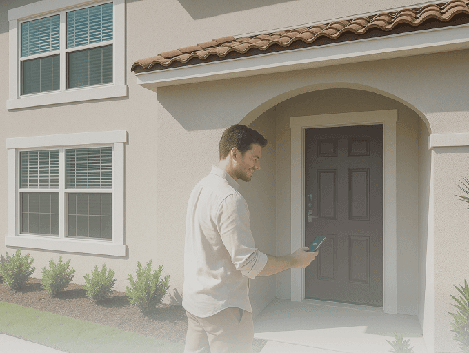 Man using the EasyHub app to access his home