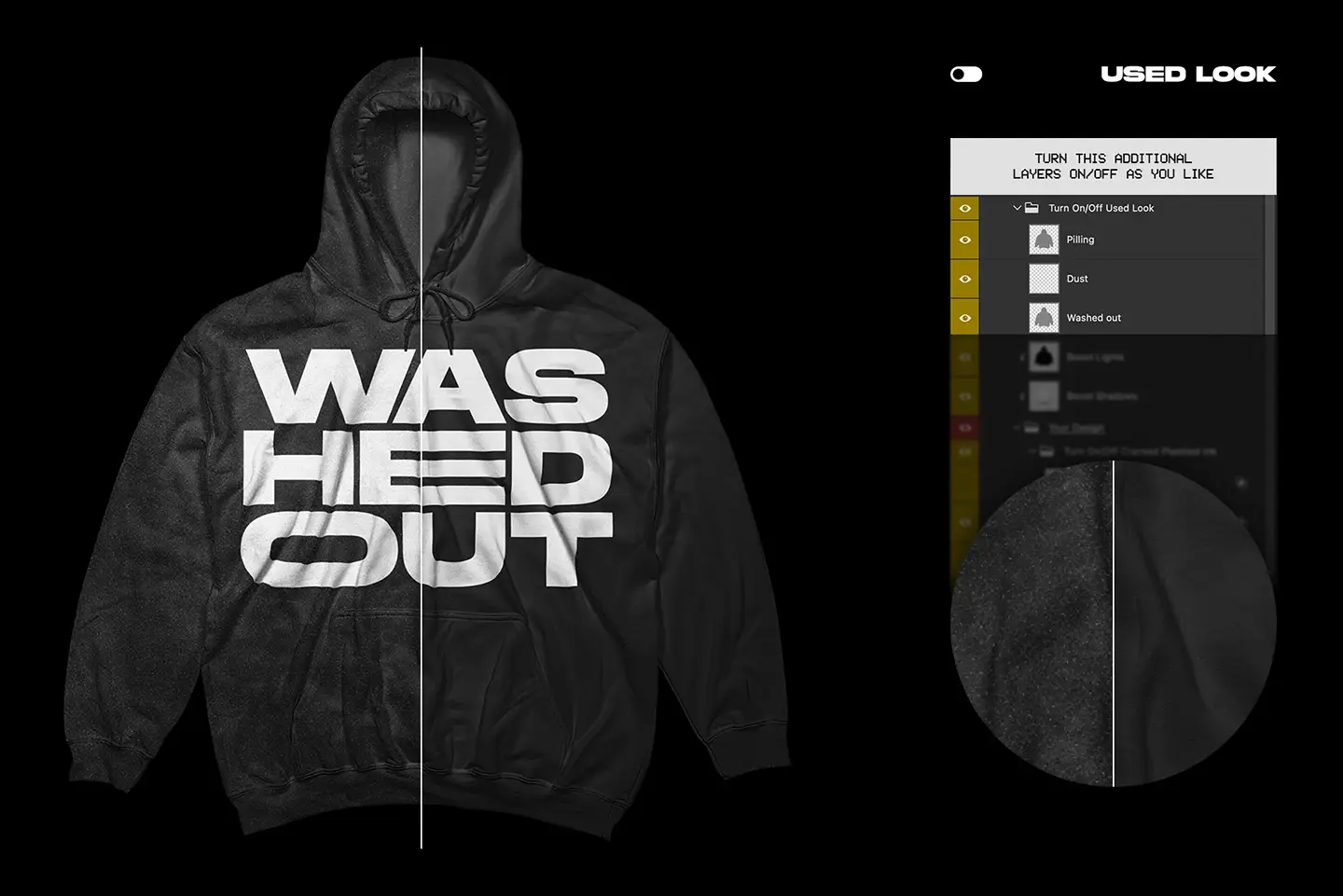 Gildan 18500 Hoodie Front mockup used fabric look with worn texture