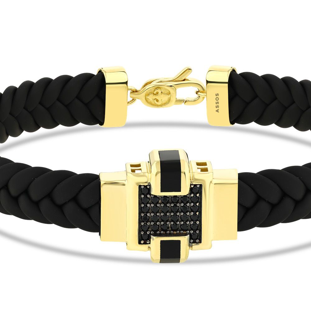 Assos Pırlanta 14 Ayar Altın Örgü Kordonlu Şık Erkek Bileklik