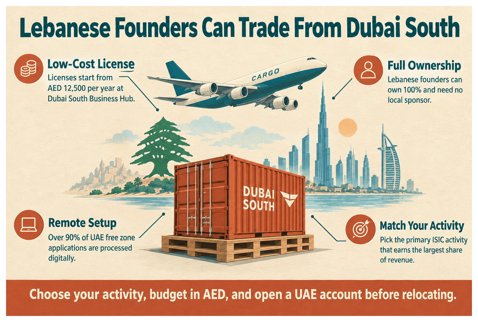 Infographic: How to Set Up a Trading Company in Dubai South as a Lebanese National