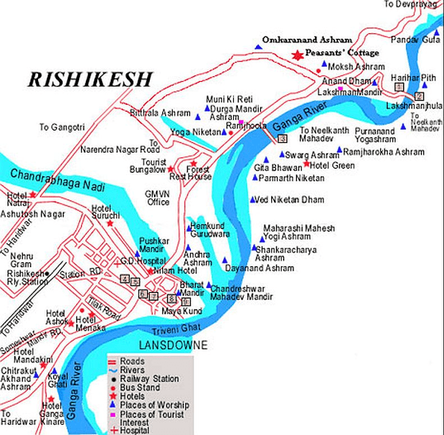 A map of Haridwar town.