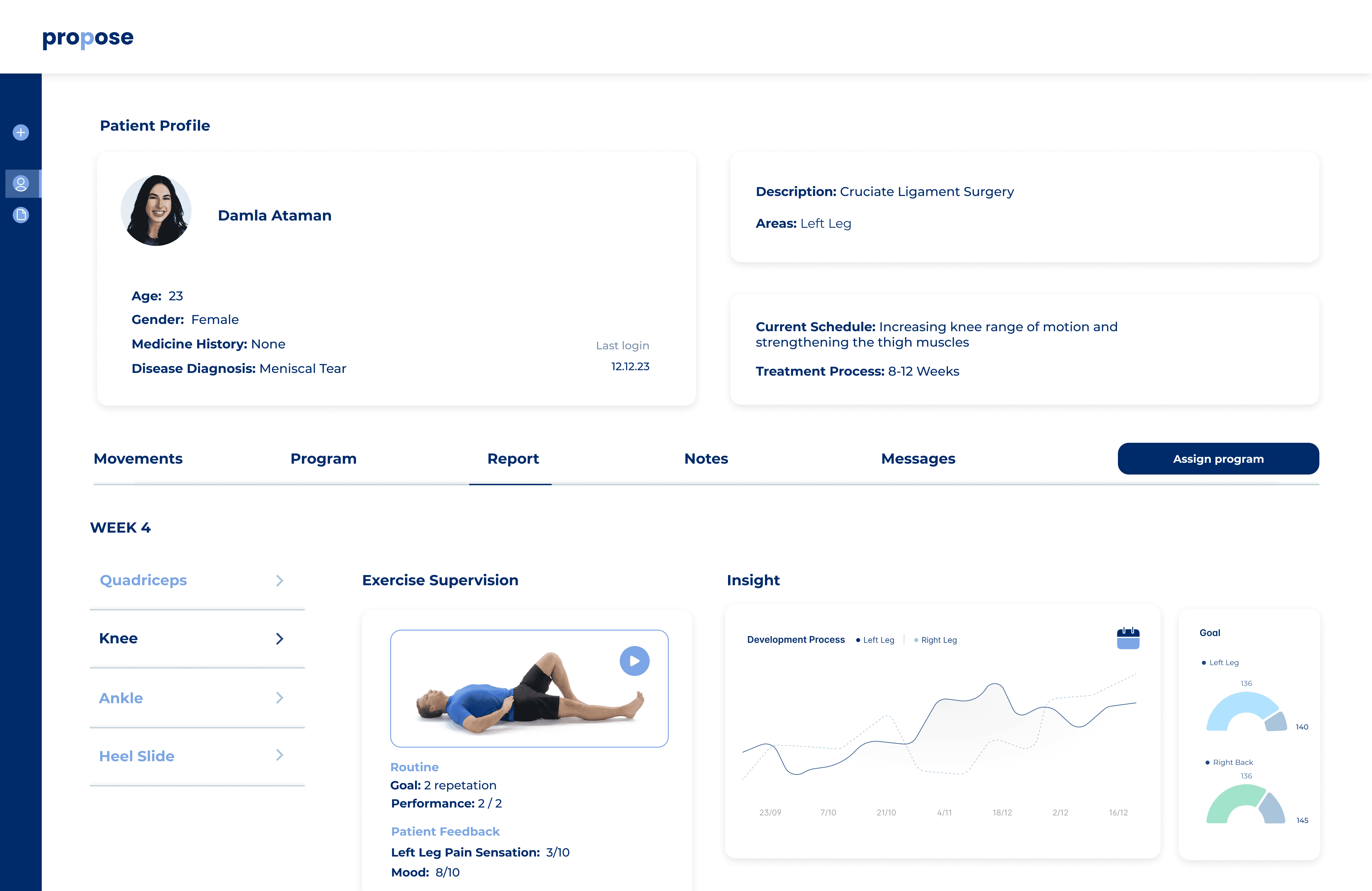 A picture of Patient Profile User Interface