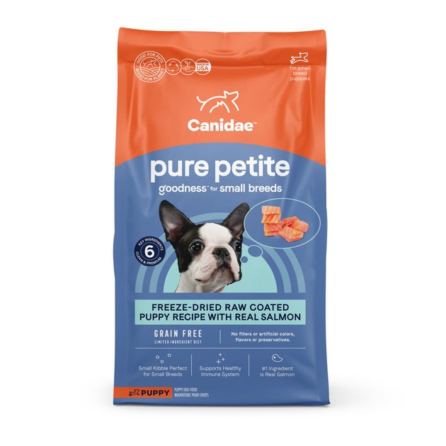 CANIDAE Grain-Free PURE Petite Salmon Formula Small Breed Puppy Limited Ingredient Freeze-Dried Raw Coated Dry Dog Food