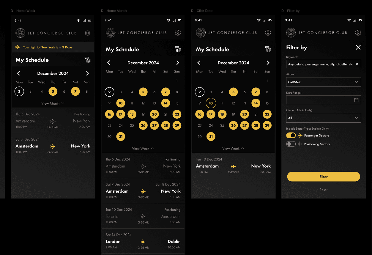 Selection of app screens