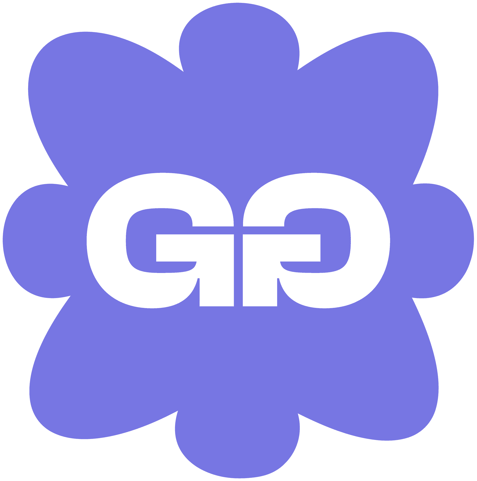 GG logo on a splash shape