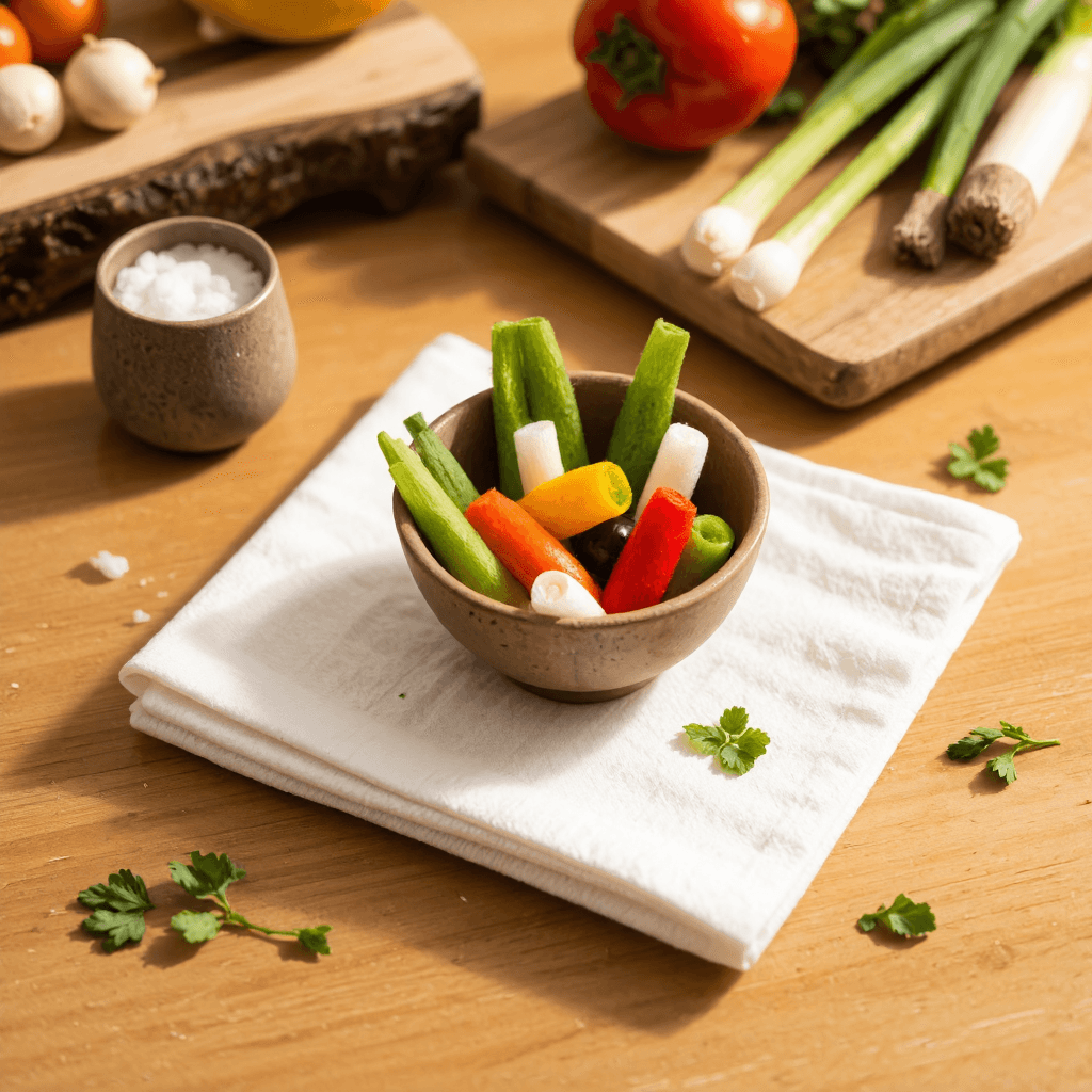 product photography of a set of felt scallions