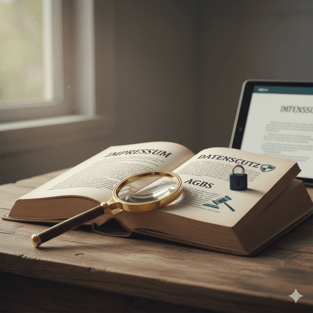 Ein Schreibtisch mit einem Buch und einer Lupe