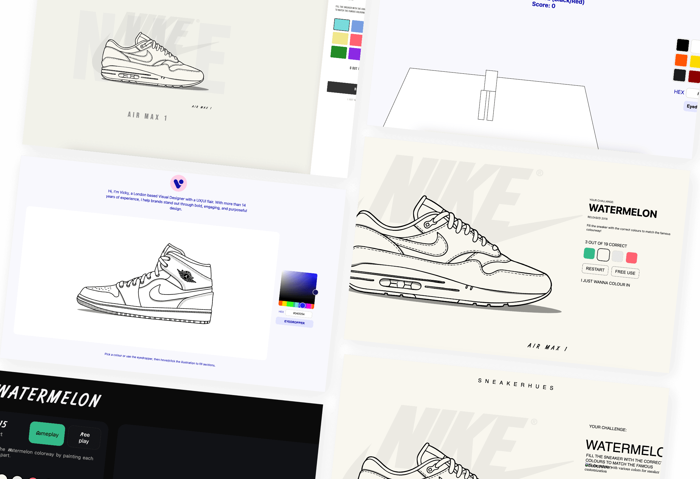 three desktop views of old homepage design