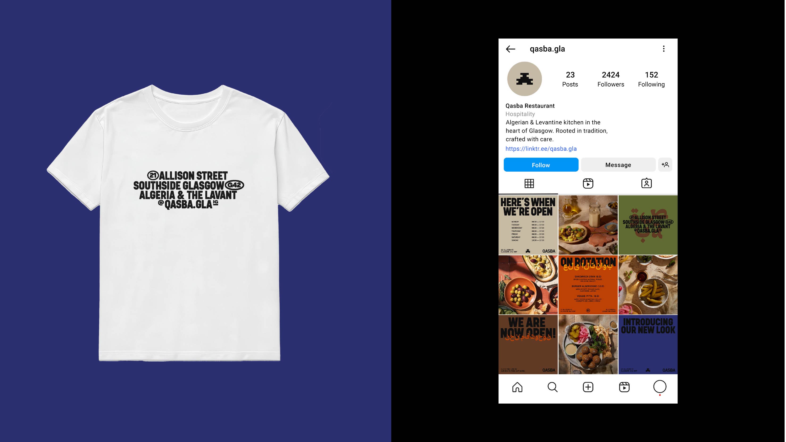 Brand Identity - Merch and social media design for Qasba restaurant