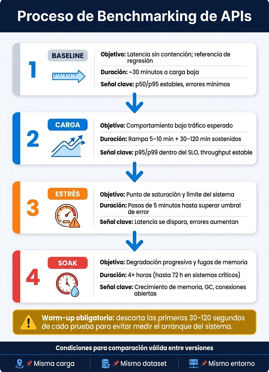 Proceso de Benchmarking de APIs: 4 Tipos de Prueba Esenciales