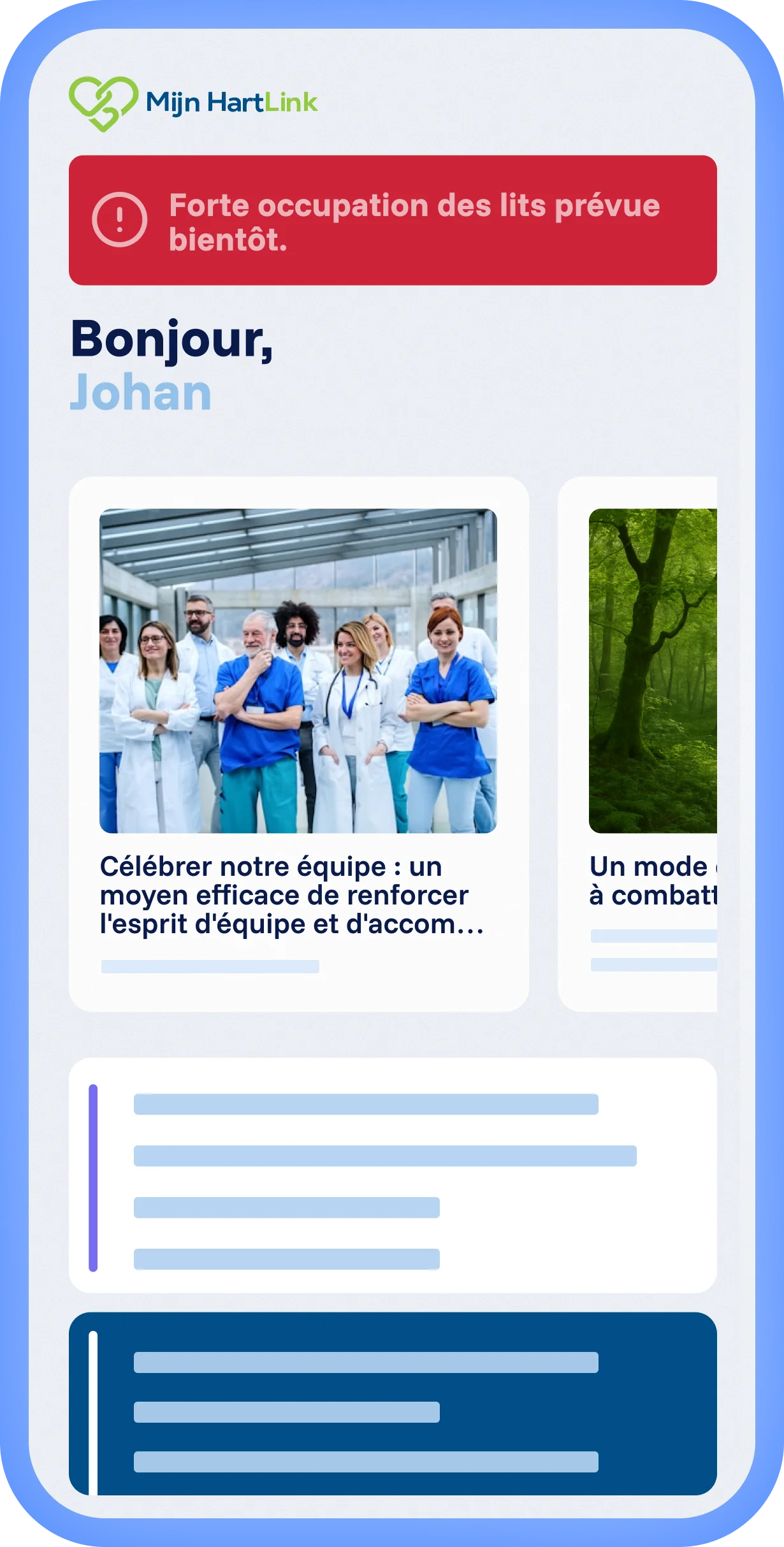 Plateforme Spencer avec expérience locale et branding Van Laere personnalisé, fil d’articles personnalisé et mise en page claire