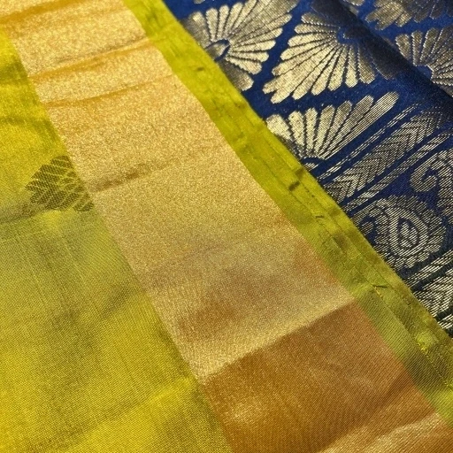 Pear Green Silk Saree With Floral Zari Motifs