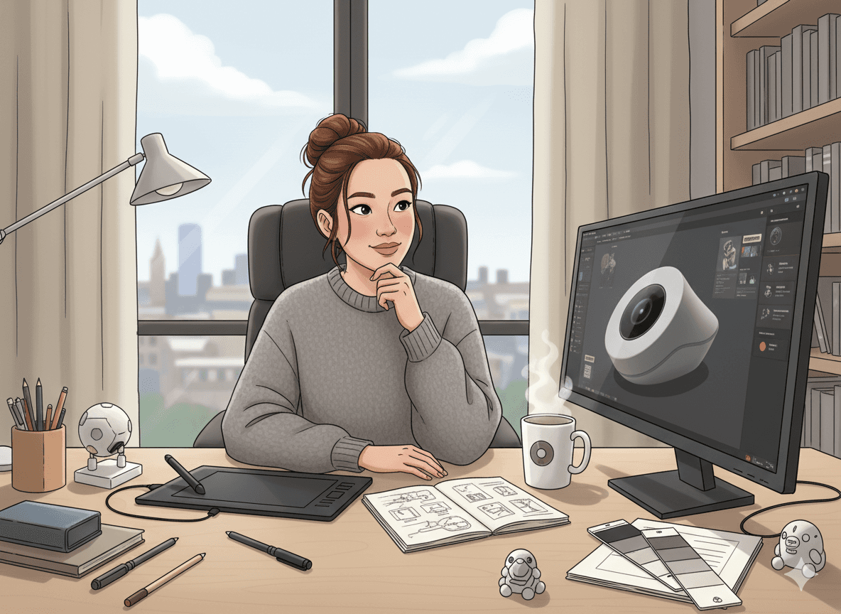 Portrait of portfolio creator โ back view