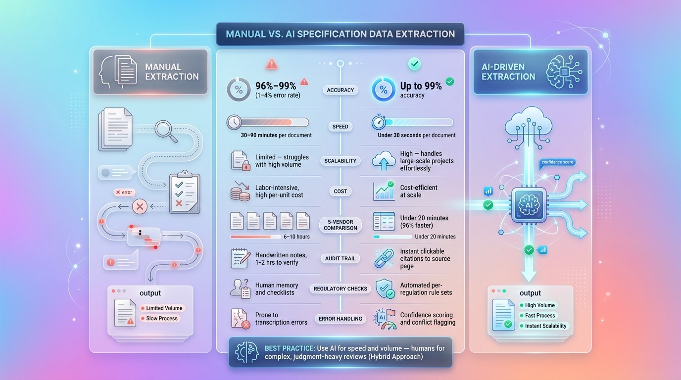 Manual vs. AI Specification Data Extraction: Key Metrics Compared