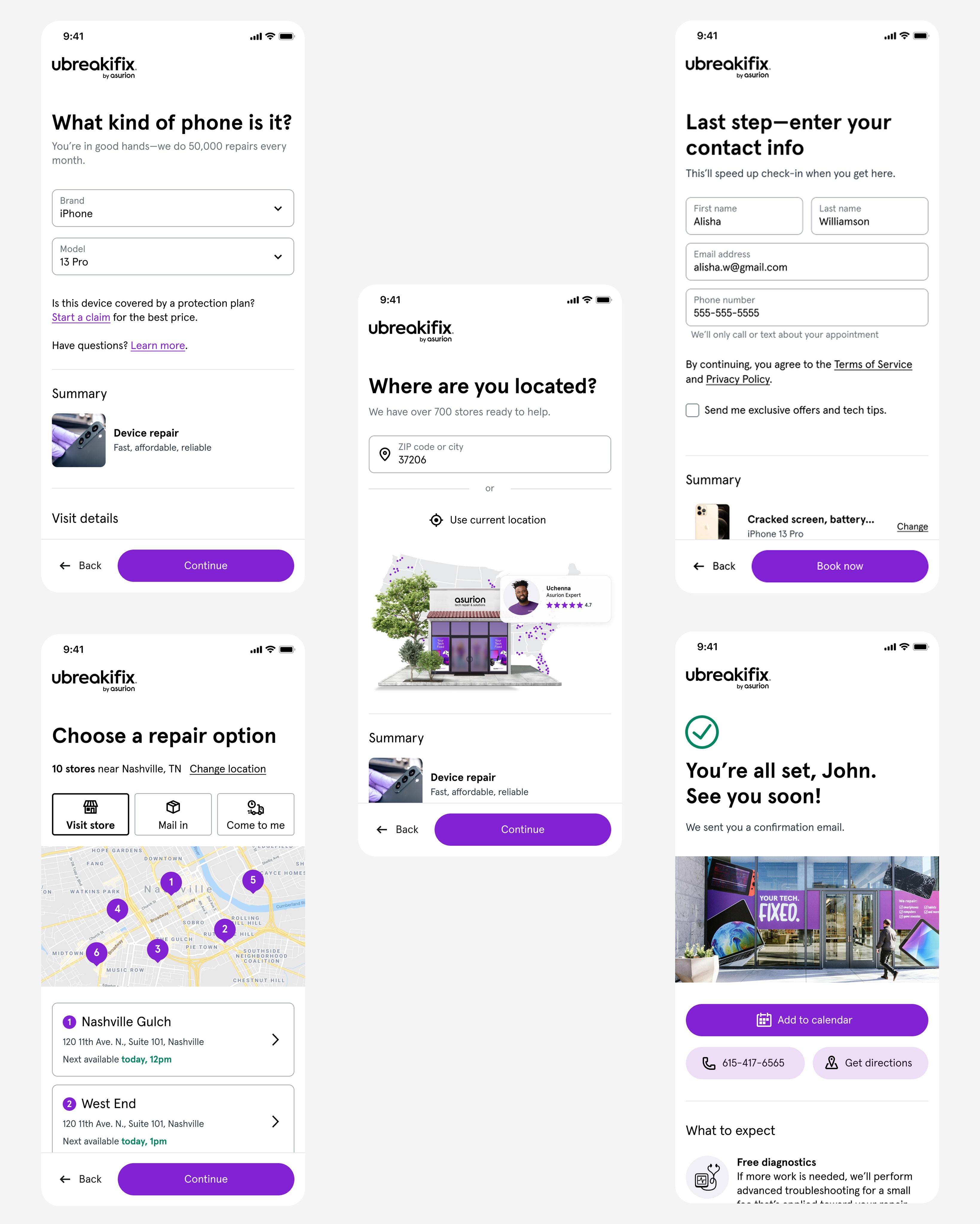 Store appointment digital scheduler screens